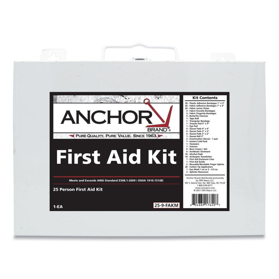 Anchor Brand 25-9-FAKM 25 Person First Aid Kit, ANSI 2003, Metal Case