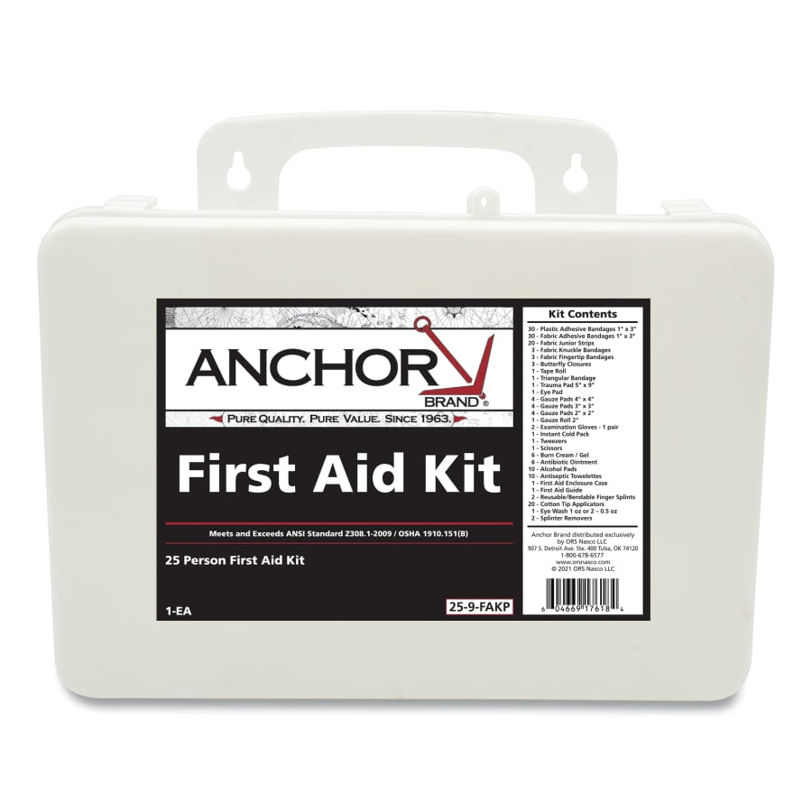 Anchor Brand 25-9-FAKP 25 Person First Aid Kit, ANSI 2009, Plastic Case