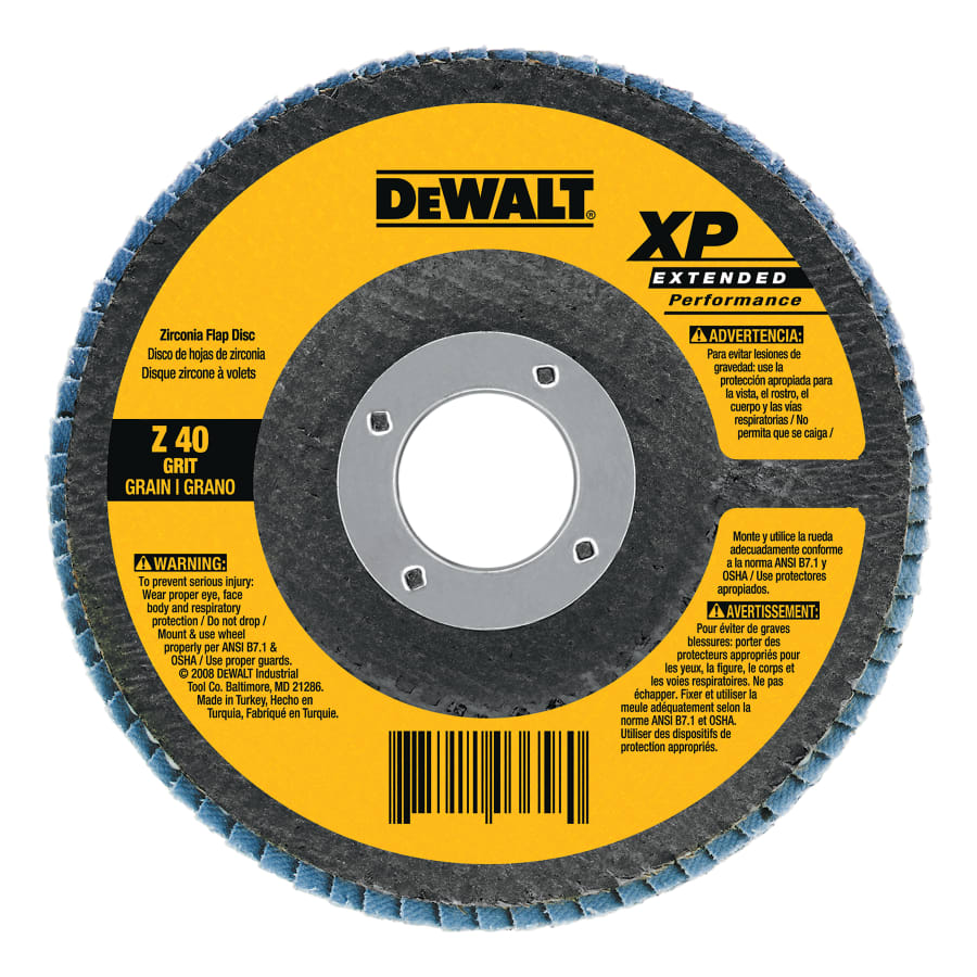 DeWalt DW8270 XP™ Extended Performance Flap Disc, 7 in dia, 40 Grit, 5/8 in Arbor, 8700 RPM, T27