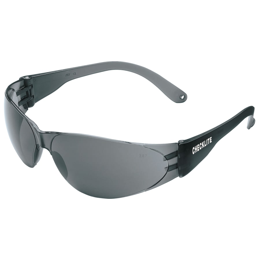 MCR Safety CL112 Checklite CL1 Frameless Safety Glasses, Gray Polycarbonate Lens, Duramass, Smoke Temples