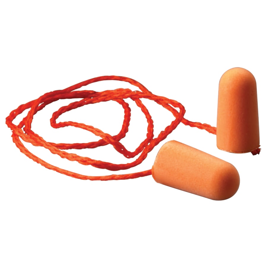 3M Foam Earplug, Corded, Bright Orange