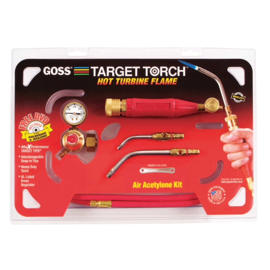 Goss KX-3B Target Torch Air-Acetylene Kit, 5/16 in, 7/16 in, B Cyl Reg Fitting, GA-3/GA-11 Tips