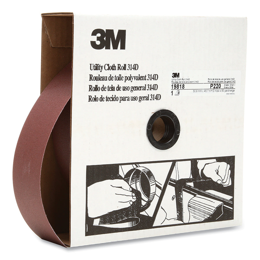 3M 051115-19821 Utility Cloth Rolls 314D, 2 in x 50 yd, P120 Grit