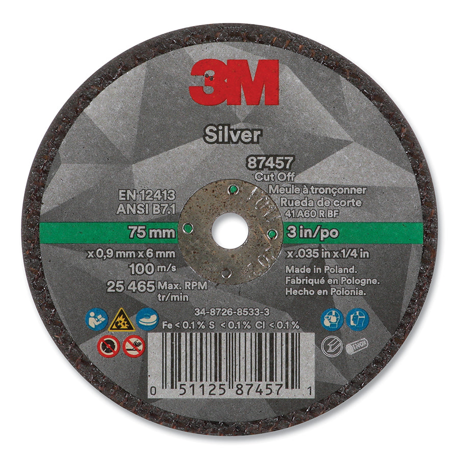 3M 405-051125-87457 Silver Cut-Off Wheel 3 in 60+ Grit T1
