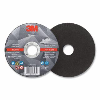 3M 051125-87465 Silver Cut-Off Wheel, Precision Shaped Ceramic, T1, 4.5 in dia x 7/8 in dia Arbor x 0.045 in Thick, 36+, 13300 RPM (Pack of 50 EA)