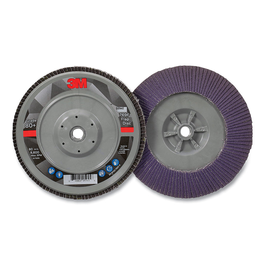 3M 638060-05945 Coated Flap Disc 769F, 7 in dia, 80+ Grit, 5/8 in - 11 Arbor, 8600 RPM, T29 (Pack of 5 EA)