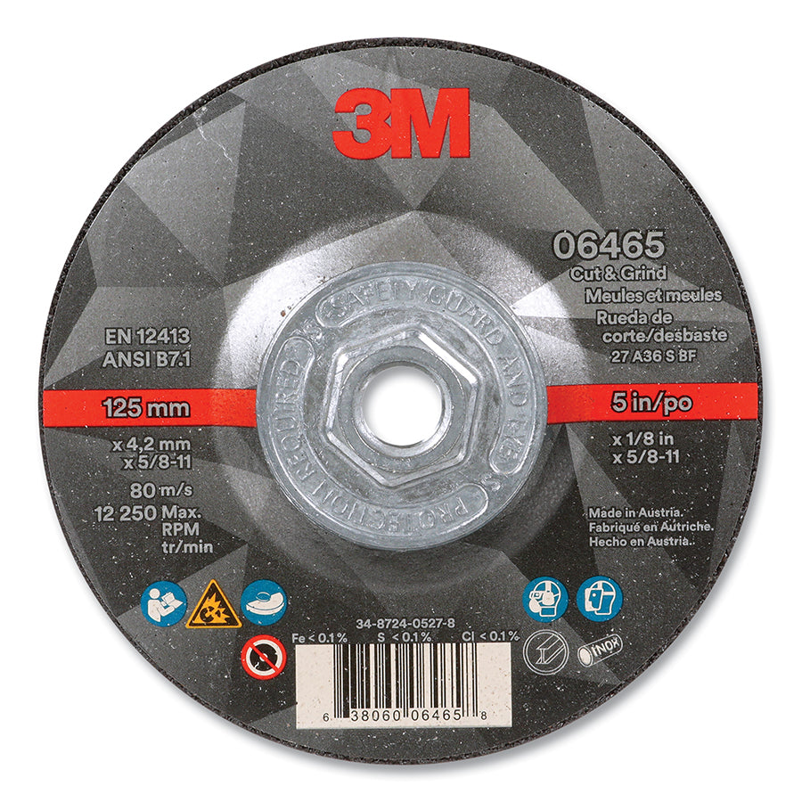 3M 405-638060-06465 Cut and Grind Wheel 5 in 36+ Grit T27