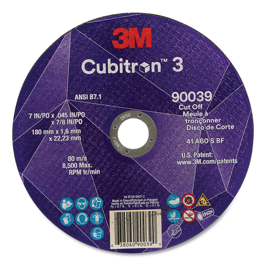 3M 405-638060-90039 Cubitron 3 Cut-Off Wheel 7 in 60+ Grit T1