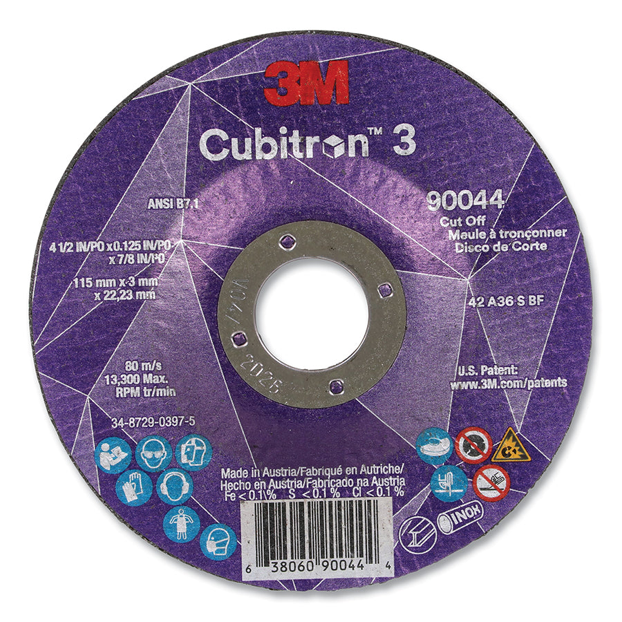 3M 405-638060-90044 Cubitron 3 Cut-Off Wheel 4-1/2 in 36+ Grit T27