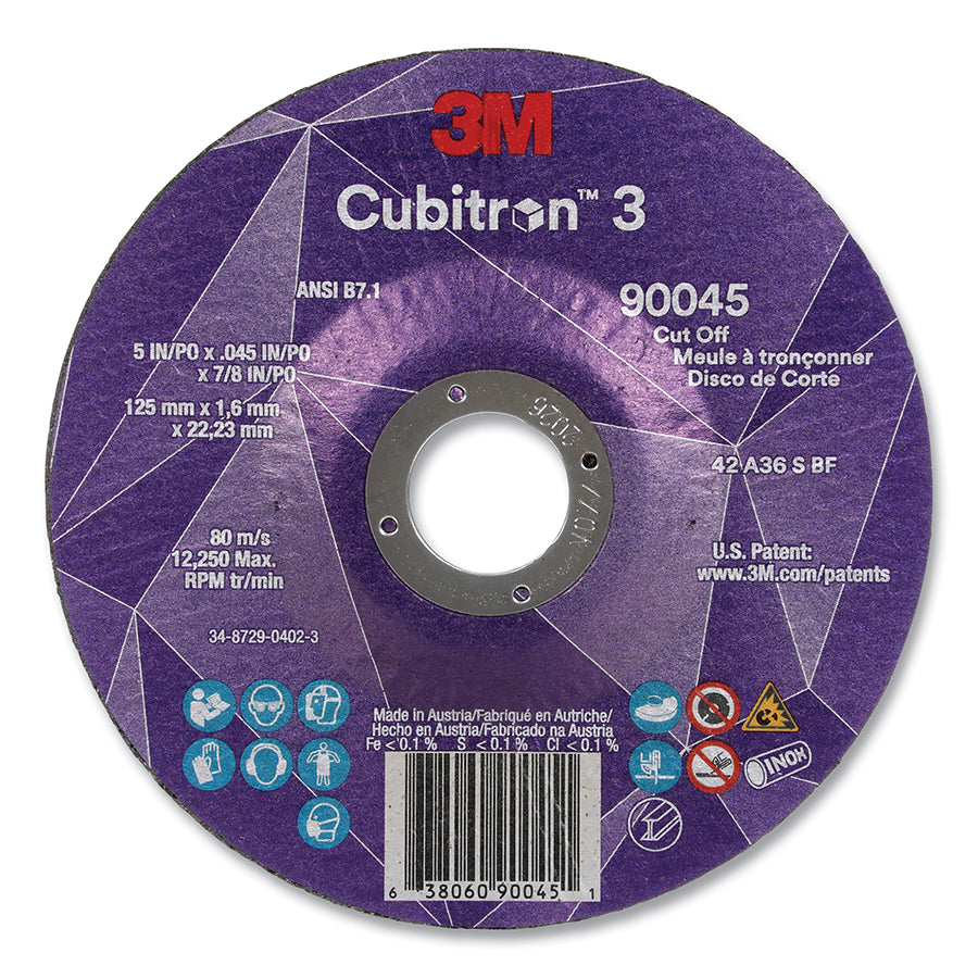 3M 405-638060-90045 Cubitron 3 Cut-Off Wheel 5 in 36+ Grit T27