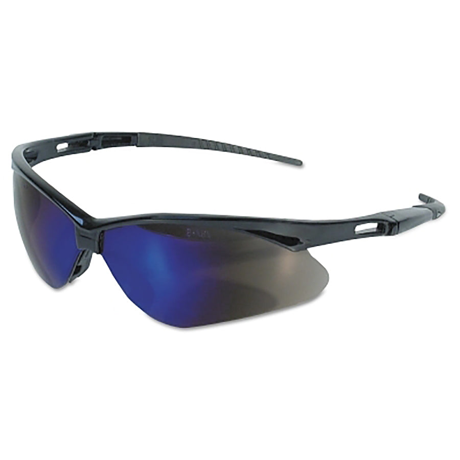 KleenGuard 14481 V30 Nemesis Safety Glasses, Blue Mirror, Polycarbonate Lens, Mirror, Black Frame/Temple, Nylon