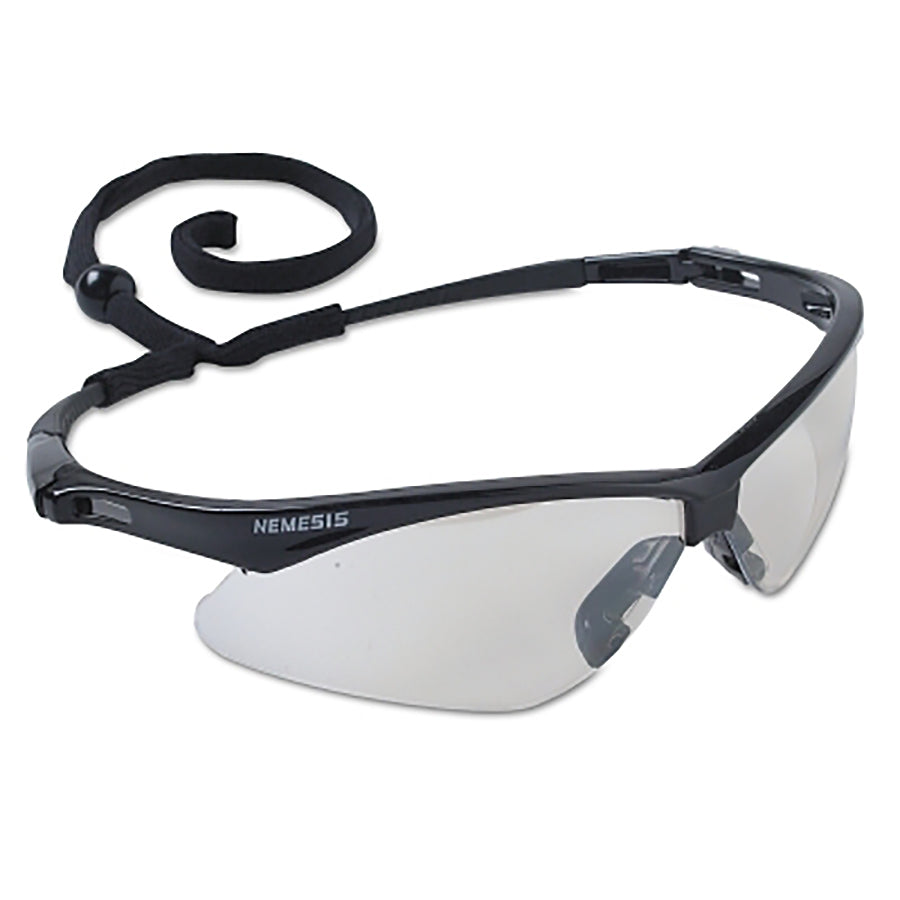 KleenGuard 25685 V30 Nemesis Safety Glasses, Indoor/Outdoor, Polycarbonate Lens, Uncoated, Black Frame/Temple, Nylon