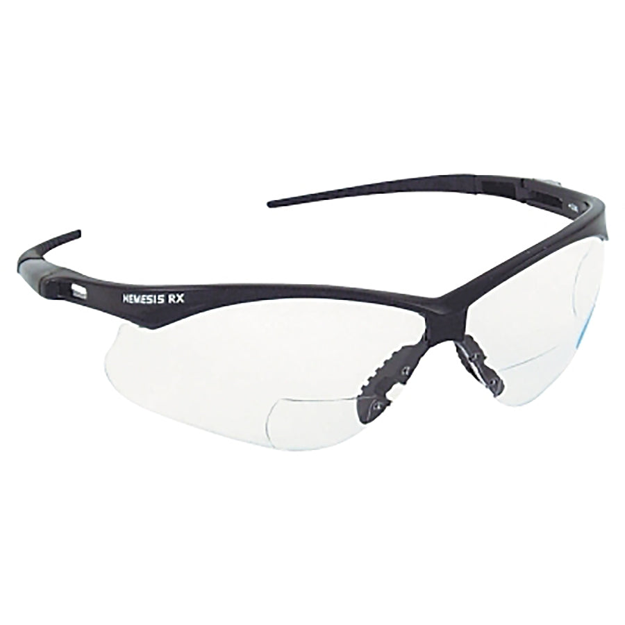 KleenGuard 28621 V60 Nemesis™ Rx Readers Prescription Safety Glasses, Clear, Polycarbonate Scratch-Resistant Lens, Black Frame/Temples, +1.5