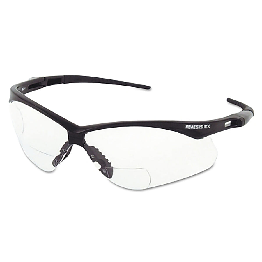 KleenGuard 28624 V60 Nemesis™ Rx Readers Prescription Safety Glasses, Clear, Polycarbonate Scratch-Resistant Lens, Black Frame/Temples, +2.0