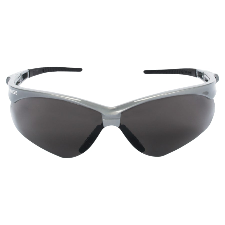 V30 Nemesis Safety Glasses, Smoke Lens, Silver Frame