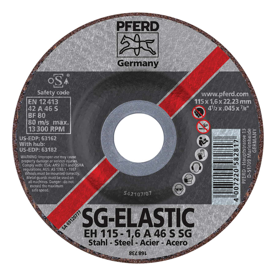 PFERD 63162 Type 27 SG Depressed Center Cut-Off Wheel, 4-1/2 in x 0.045 in, 30 Grit (Pack of 25 EA)