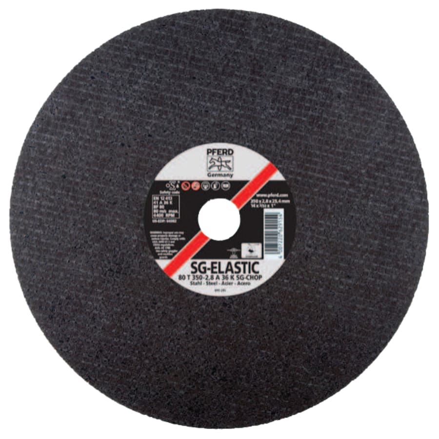 PFERD TOOLS 64502 Type 1 General Purpose A-SG Chop Saw Cut-Off Wheel, 14 in dia, 3/32 in Thick, 1 in Arbor, 36 Grit (Pack of 10 EA)