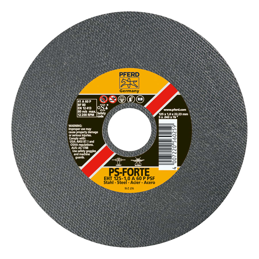 PFERD TOOLS 69403 Type 1 Die Grinder A-PS Cut-Off Wheel, 4 in dia, 0.035 in Thick, 3/8 in Arbor, 60 Grit, Aluminum Oxide
