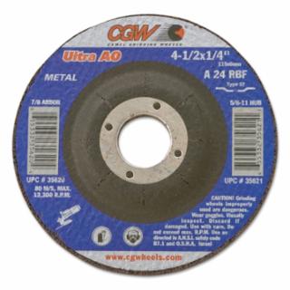 CGW Abrasives 35641 Depressed Center Wheel, 7 in Dia, 1/4 in Thick, 5/8 in Arbor, 24 grit (Pack of 10 EA)