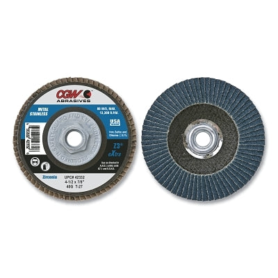 CGW ABRASIVES 42312 Prem Z3 Reg T27 Flap Disc, 4-1/2 in dia, 40 Grit, 5/8 in-11, 13300 rpm (Pack of 10 EA)
