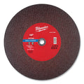 Milwaukee Tool Metal Cut Off Wheel Type 1, 14 in dia, 1/8 in Thickness, 20 mm Arbor dia, 30 Grit, Aluminum Oxide