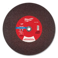 Milwaukee Tool Performance+ Metal Cut Off Wheel Type 1, 14 in dia, 1/8 in Thickness, 20 mm Arbor dia, 30 Grit, Aluminum Oxide
