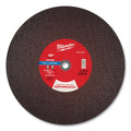 Milwaukee Tool Performance+ Metal Cut Off Wheel Type 1, 16 in dia, 1/8 in Thickness, 20 mm Arbor dia, 30 Grit, Aluminum Oxide