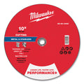 Milwaukee Tool Performance+ Metal Chop Saw Cut-Off Wheel Type 1, 10 in dia, 3/32 in Thickness, 5/8 in Arbor dia, 30 Grit, Aluminum Oxide
