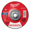 Milwaukee Tool Type 27 Performance+ Metal Grinding Wheel, 5 in dia, 1/4 in Thickness, 5/8 in Arbor dia, 24 Grit, Zirconia Alumina