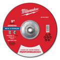 Milwaukee Tool Type 27 Performance+ Metal Grinding Wheel, 9 in dia, 1/4 in Thickness, 5/8 in Arbor dia, 30 Grit, Zirconia Alumina