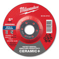 Milwaukee Tool Type 27 Ceramic+ Metal Grinding Wheel, 5 in dia, 1/4 in Thickness, 7/8 in Arbor dia, 24 Grit, Ceramic Grain