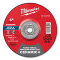 Milwaukee Tool Type 27 Ceramic+ Metal Grinding Wheel, 6 in dia, 1/4 in Thickness, 5/8 in Arbor dia, 24 Grit, Ceramic Grain