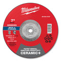 Milwaukee Tool Type 27 Ceramic+ Metal Grinding Wheel, 7 in dia, 1/4 in Thickness, 5/8 in Arbor dia, 24 Grit, Ceramic Grain