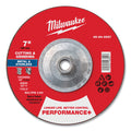 Milwaukee Tool Type 27 Performance+ Dual Metal Cut and Grind Wheel, 7 in dia, 1/8 in Thickness, 5/8 in Arbor dia, 24 Grit, Premium Zirconia