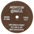 Norton 66243510627 Gemini Type 1 Die Grinder Cut-Off Wheel, 3 in x 0.035 in, 1/4 in Arbor, 60 Grit (Pack of 25)