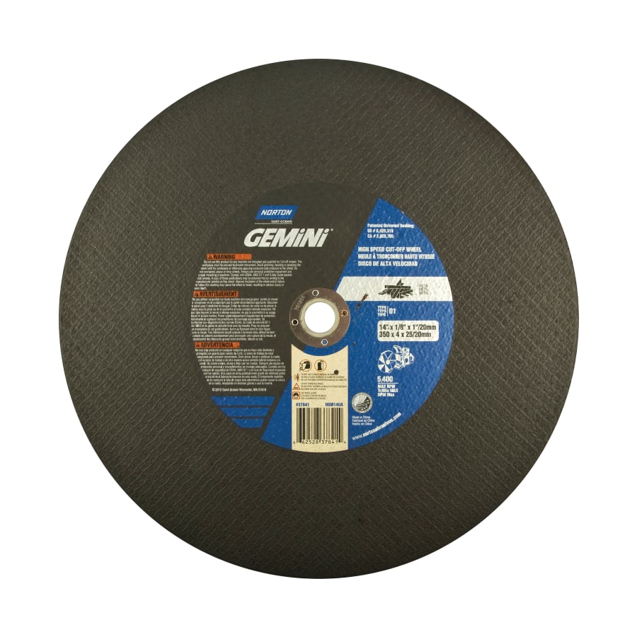 Norton 547-66252837841 Gemini High-Speed Abrasive Cut-Off Wheel