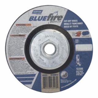 Norton 66252843223 Bluefire Type 27 RightCut Cutoff Wheel, 4-1/2 in dia, 1/16 in Thick, 5/8 in -11 Arbor, 36 Grit (Pack of 10 EA)