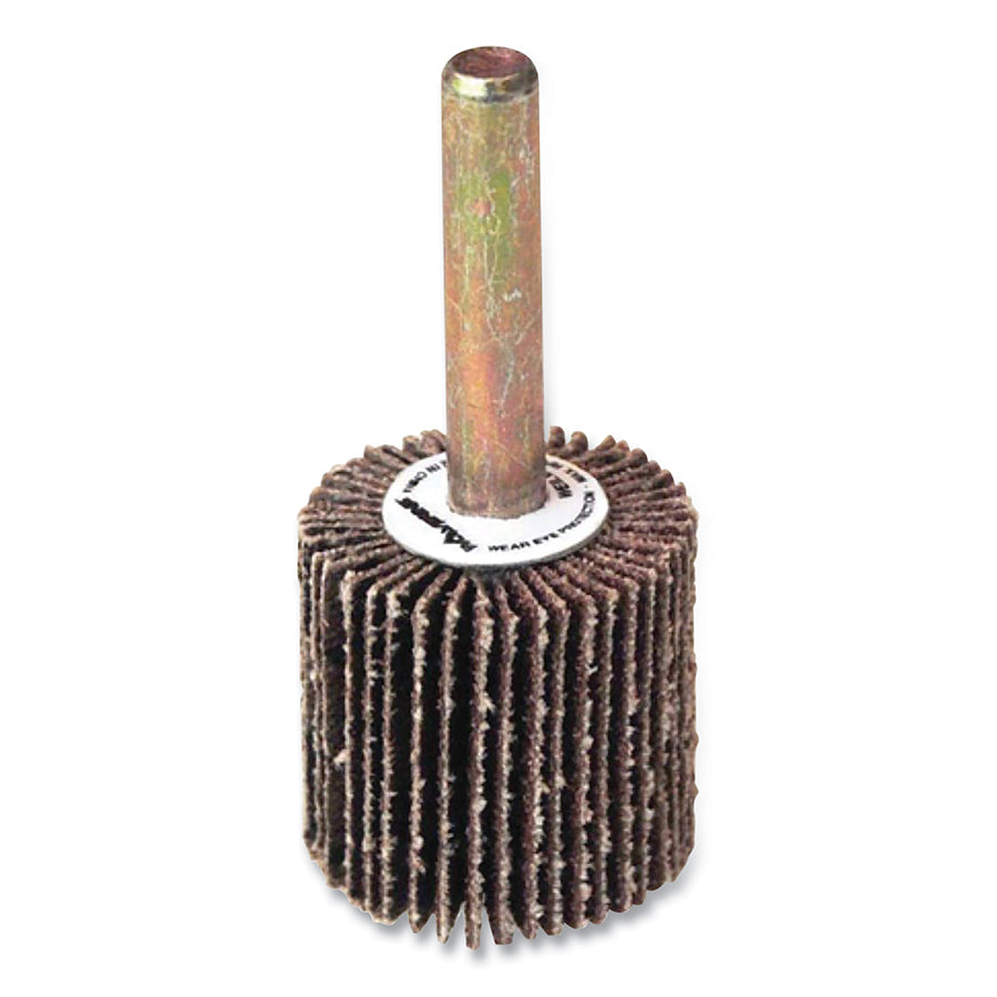 Weiler Wolverine Mounted Flap Wheel, Unthreaded, 1/4 in dia Stem x 1 in dia x 1 in W, 60 Grit, 30000 RPM