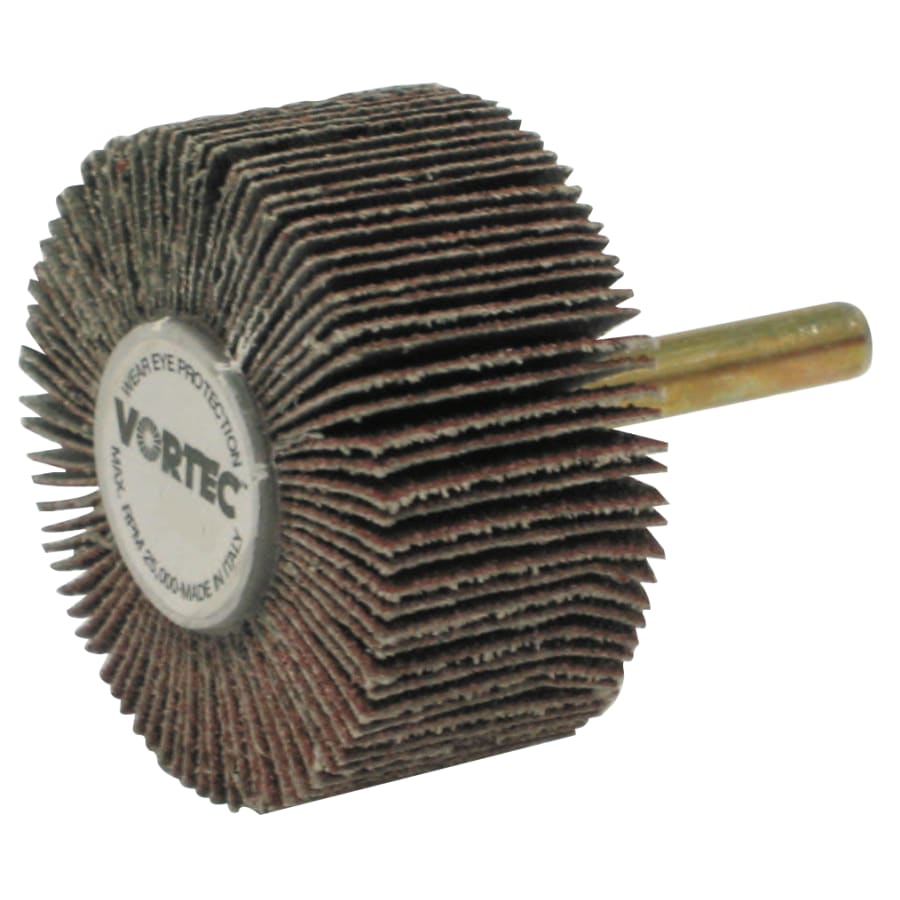 Weiler 30725 Wolverine® Mounted Flap Wheel, Unthreaded, 1/4 in dia Stem x 2 in dia x 1 in W, 120 Grit, 25000 RPM (Pack of 10 EA)
