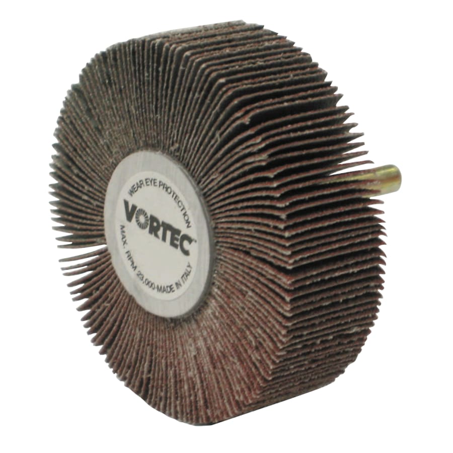 Weiler 30726 Wolverine® Mounted Flap Wheel, Unthreaded, 1/4 in dia Stem x 3 in dia x 1 in W, 60 Grit (Pack of 10 EA)