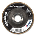 Weiler Wolverine Abrasive Flap Disc, 4-1/2 in dia x 7/8 in Arbor, 60 Grit, 13000 RPM, Type 29