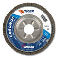 Tiger® Disc Angled Style Flap Disc, 4-1/2 in dia, 60 Grit, 7/8 Arbor, 13000 rpm, Type 29