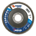 Weiler Tiger Big Cat High Density Flap Disc, 4-1/2 in dia, 60 Grit, 7/8 in Arbor, 12000 RPM, Type 27