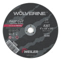 Weiler 56099 Wolverine® Die Grinder Cut-Off Wheel, Type 1, AO, 4 in dia x 3/8 in AH x 1/8 in Thick, 36T (Pack of 25 EA)