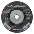 Weiler 56454 Wolverine® Grinding Wheel, 4-1/2 in dia x 5/8 in-11 UNC Arbor x 1/4 in Thick, AO, 24R