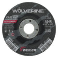 Weiler 56464 Wolverine® Grinding Wheel, 4-1/2 in dia x 7/8 in Arbor x 1/4 in Thick, AO, 24R