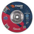 Weiler 57124 Tiger® AO Grinding Wheel, 7 in dia x 1/4 in Thick, 5/8 in-11 UNC Arbor, A24R, Type 27