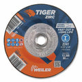 Weiler 58070 Tiger® Grinding Wheel, 4-1/2 in dia x 1/4 in Thick x 5/8 in-11 Arbor, 24 Grit, Zirconia Alumina/Ceramic, Type 27, 10 EA/PK (Pack of 10 EA)