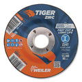 Weiler 58071 Tiger® Grinding Wheel, 4-1/2 in dia x 1/4 in Thick x 7/8 in Arbor, 24 Grit, Zirconia Alumina/Ceramic (Pack of 10 EA)