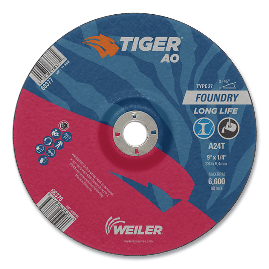 Weiler 804-68376 Tiger Grinding Wheel 9 in 24 Grit Type 27